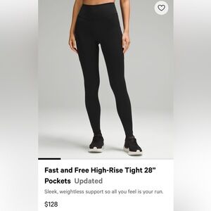 Lululemon Fast and Free HR Tight 28” leggings with pockets